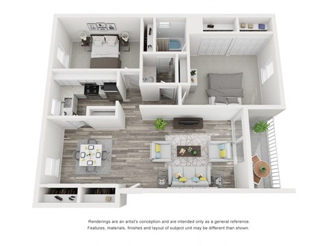 Floor plan for 2 beds, 1 bath, 860 sqft